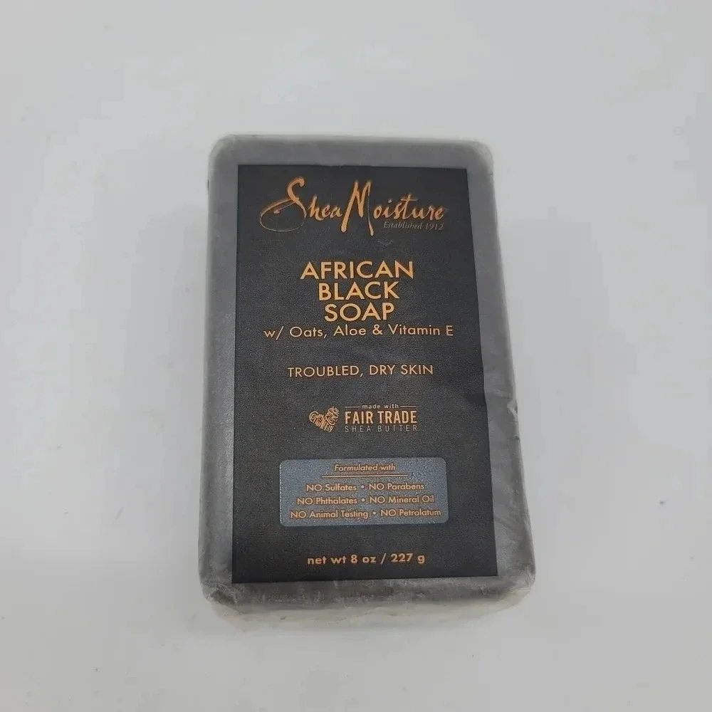 Shea Moisture African Black Soap Oats Aloe Vitamin E For Troubled, Dry Skin 8oz